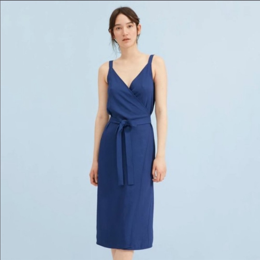 Everlane Blue Japanese GoWeave Tank Wrap Dress 4